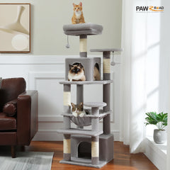 184cm Large Cat Tree and Tower for Indoor Cats With Sisal-Covered Scratching Posts Spacious Hammock Padded Perches and Condos