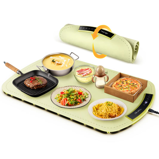 Fast Warming Plate with Adjustable Temperature Folding Heating Placemat Silicone Fast Heating for Home Buffets Restaurants