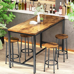 Dining Table Set for 4 Bar Kitchen Table and Chairs for 4, 5 Piece Dining Set Counter Height Dinner table with 4 Bar Stool