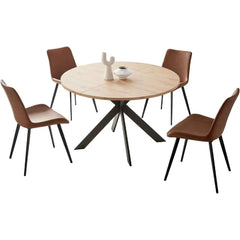 Dining Table Set, Mid Century Modern Round Table with Steel Legs, for Kitchen Dining Room, Office, Save Space, Dining Table Set