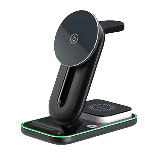 3 in 1 Magnetic Wireless Charger Adjustable 15W Fast Charging Dock Station with Touch Night Light for iPhone Apple Watch Airpods