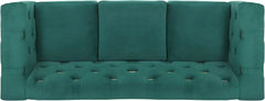 Velvet Button Tufted Upholstered Couch, Settee Sofa with High Arm and Golden Metal Legs, Couches for Living Room Bedroom Office