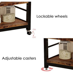 Bakers Rack, Microwave Stand with Power Outlets, Kitchen Storage with Wheels and Feet, Coffee Station with Cabinets and10