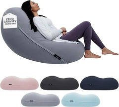 Moon Pod Bean Bag Chairs for Adults - 12LB Giant Bean Bag for Back Support w/Micro-Bead Filling for Zero-Gravity Sensation, Tens