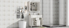 36” Bathroom Vanity with Sink, Freestanding Single Bathroom Sink Vanity Cabinet Set with 36” Countertop & Integrated Sink