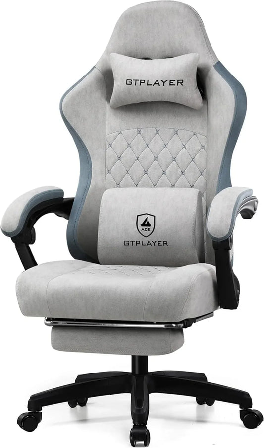 GTPLAYER Gaming Chair, Computer Office Chair with Pocket Spring Cushion, Linkage Armrests and Footrest, High Back