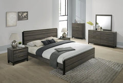 Furniture Ioana 187 Antique Grey Finish Wood Bed Room Set, King Size Bed, Dresser, Mirror, 2 Night Stands, Chest