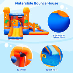 AOOU Kids Inflatable Bounce House w/450W Blower, Kid Bouncer & Water Slide 2 in 1, Outdoor Bouncy Castle Water Park