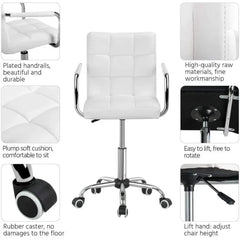 Desk Chairs with Wheels/Armrests Modern PU Leather Office Chair Midback Adjustable Home Computer Executive Chair 360 Swivel