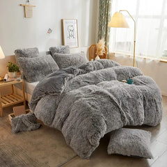 Plush Shaggy Duvet Cover Luxury Ultra Soft Crystal Velvet Bedding 1PC(1 Faux Fur Duvet Cover),Zipper Closure