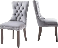 Velvet Dining Chairs , Upholstered Dining Room Chairs with Ring Pull Trim and Button Back, Luxury Tufted Dining