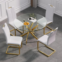 Dining Room Sets, 5 Piece Round Glass  Table Table Set, Round Glass Table Set for 4 Round Kitchen, Dining Room Sets