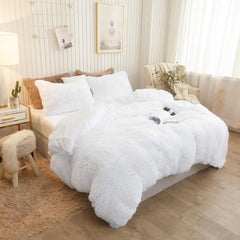 Plush Shaggy Duvet Cover Luxury Ultra Soft Crystal Velvet Bedding 1PC(1 Faux Fur Duvet Cover),Zipper Closure