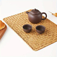 1Pack Rectangular Woven Placemats, Natural Seagrass Place Mats, 14" x 9.5", Rattan Wicker Table Mats for Dining Table