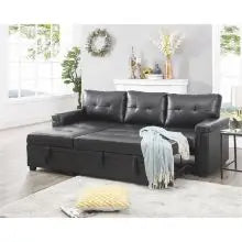 Sleeper Sectional Sofa with Convertible Sofa Bed &Inviting Chaise.Find Tranquil Comfort Stress-Relieving Design &Du