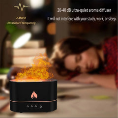 Essential Oil Diffuser - Aromatherapy Cool Mist Humidifier for Bedroom Simulated Flame Night Light  Diffuser Auto Shut Off  Time