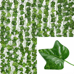 Artificial Plants Rattan Green Ivy Leaf with String Lights DIY Garland Wedding Party Decoration Home Room Wall Hanging Plants