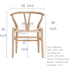 dining chair，Set of 4 Wishbone Chair Solid Wood Y Chair Mid-Century Armrest Dining Chair, Hemp Seat (Ash Wood - Natural)