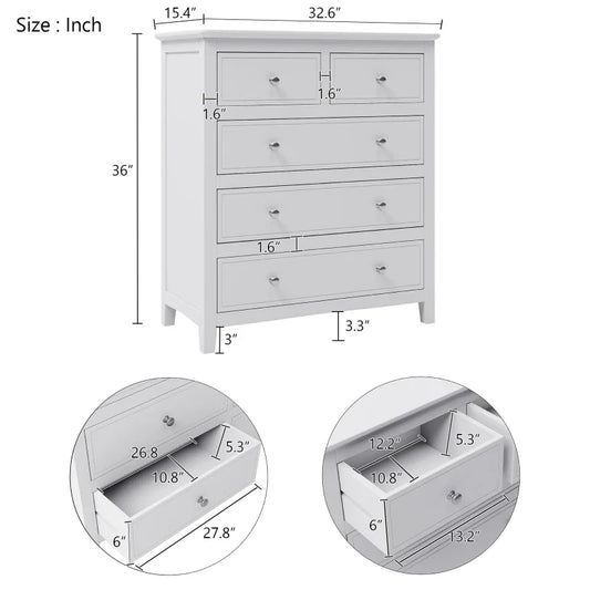 White Solid Wood 5 Pieces King Bedroom Sets(bed+nightstand*2+chest+dresser)