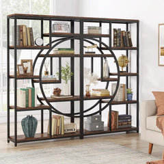 5 Tier Display Cabinet, Bookshelves Shelf Storage Organizer with 9-Open Storage Shelf for Living Room, Bedroom. Display Cabinet