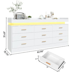 Dresser with Charging Station , Modern Chest of Drawers with Power Outlet, Organizer Cabinet for Bedroom, Living Room