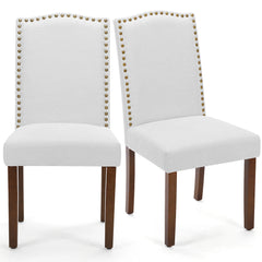 JHK Dining Chairs Padded Backrest Set Of 2 Thickened Sponge Cushion  Upholstered Fabric Kitchen Chairs With Nailhead Trim Home