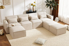 Shaped Modular Couch with Reversible Chaise,Luxury Modular Sectional Sofa for Living Room, Apartment