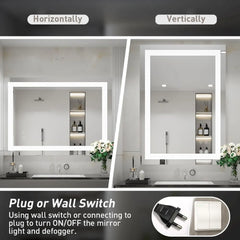 36 x 24 Inch LED Bathroom Mirror for Vanity,Wall Mounted Lighted Mirror, Frameless Bathroom Mirror with Lights Dimmable