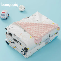 Bangepig Two layers Cartoon Cotton Embossed Flannel Soft Toddler Children Spring Baby Blanket Kid Back Seat Cover Baby Quilt