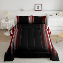 Comforter Set Kids Teens Dark Blue and Black Striped Bedding Bed Set Decor Modern Fashion Comforter Inner Fill Bedroom