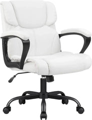 Back Executive Office Chair Swivel Computer Task Chair with Armrests,Ergonomic Leather-Padded Desk Chair with Lumbar Support