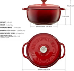 Enameled Cast Iron Round Dutch Oven, 6 Qt.,  Dutch Oven Cast Iron