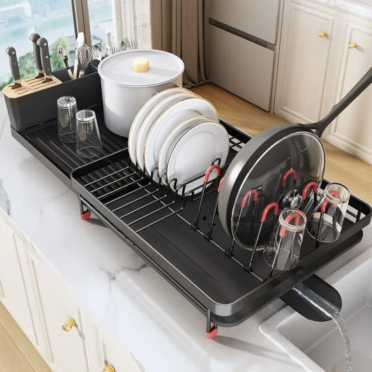 Dish Drying Rack, Expandable Dish Rack for Kitchen Counter, 16.5 "to 27" Expandable Multifunctional Oversized Dish Filter