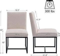 Dining Chair Set, Linen Fabric Kitchen & Dining Room Chairs, Upholstered Dinner Chairs Side Chair with Black Finish Metal Frame