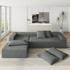 Modular Cloud Sofa Couch,Minimalist Style Living Room Furniture Set,Chenille Fabric Sectional with Pillows and Removable Armrest