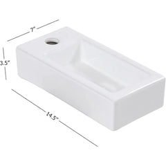 Bathroom Sink Wall-hung Small Container Sink Modern Floating Bathroom With White Ceramic Container Above Rectangular Counter