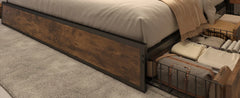 EnHomee 4 Drawers King and Headboard UpholsteredKing Size Bed Frame with Storage & amp