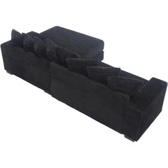 Large Right Facing Modular Combination Sofa, L-shaped Corduroy Soft Cushion Convertible Sofa