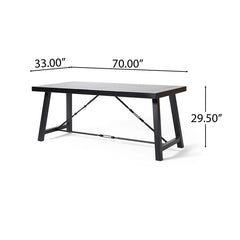 Black Homeros Solid Wood Top Metal Base Dining Table,Black Seating for Dining