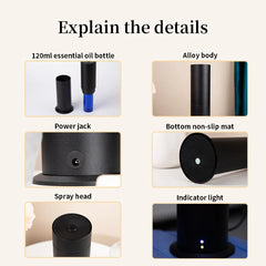 360 Column Aroma Diffuser Perfume Air Purifier Metal Material 120ML Capacity Freshener Remote Control Operation Machine for Home