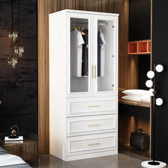 Armoire Wardrobe Closet Collection with Drawers & Hanging Rods, Closet Organizer, Armoire Wardrobes,Bedroom Funiture