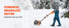 Cordless Snow Shovel with Wheels, 48V | 16-Inch | 4-Ah Brushless Cordless Snow Blower, Battery Snow Blower with Directional Plat