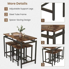 5 PCS Dining Table Set, Modern Kitchen Table and Chairs for 4, Wood Pub Bar Table Set Perfect for Breakfast Nook, Small Space