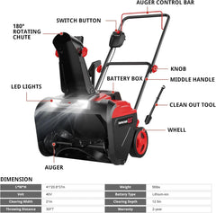 40V Cordless Snow Blower-21-in Snow Blower Battery Powered Battery and Charger Included HB2421 Quick Snow Removing