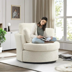 42'' W Living Room Chair, 360 Degree Oversized Swivel Accent Chairs, Modern Upholstered Arm Chairs, Comfy Round Swivel Chair