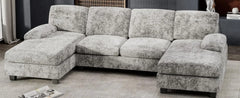 Convertible Sectional Sofa Couch, 4 Seat Sofa Set for Living Room U-Shaped Modern Fabric Modular Sofa Sleeper with