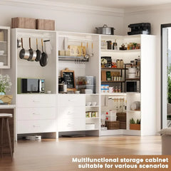 Closet System with 3 Sets, 86.8" Closet Organizer System with 6 Drawers & 4 Hanging Rods, Freestanding Wardrobe