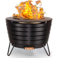 Brand Smokeless 25 in. Patio Fire Pit, Wood Burning Outdoor Fire Pit - Includes Wood Pack, Modern Design with Removable Ash Pan