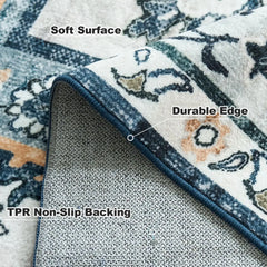 Washable Rug,with Non-Slip Backing, Non-Shedding Floor Mat Throw Carpet for Living Room Bedroom Kitchen Laundry Home Office,