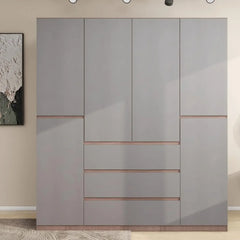 3 Door Closet Wardrobe, Armoire with 3 Drawer and Hanging Rod, Freestanding Closet Cabinet, Clothes Storage Organizer, Wardrobes